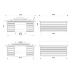Garage en bois Roger 29,16m² - madriers 70mm - porte sectionnelle - Palmako