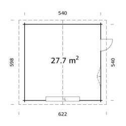 Garage en bois Roger 29,16m² - madriers 70mm - porte sectionnelle - Palmako