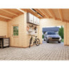 Garage Roger 28,05m² avec terrasse - madriers 44mm - porte en bois