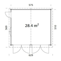 Garage double Roger 29,3m² - madriers 44mm - porte en bois- Palmako