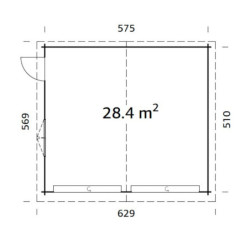 Garage double Roger 29,3m² - madriers 44mm - porte sectionnelle - Palmako
