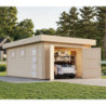 Garage en bois Rasmus 19,8m² - madriers 44mm - porte en bois- Palmako