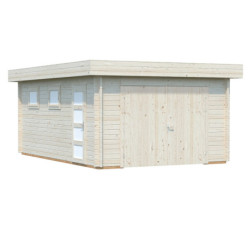 Garage en bois Rasmus 19,8m² - madriers 44mm - porte en bois- Palmako