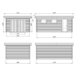Garage en bois Rasmus 19,8m² - madriers 44mm - porte en bois- Palmako