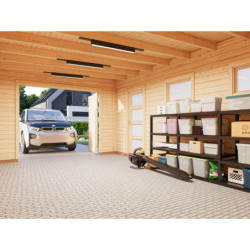Garage en bois Rasmus 19,8m² - madriers 44mm - porte en bois- Palmako