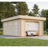 Garage en bois Rasmus 19,8m² - madriers 44mm - porte sectionnelle - Palmako