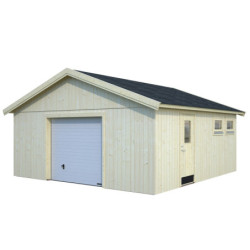 Garage en bois Andre 32,08m² - panneaux 18mm - porte sectionnelle - Palmako