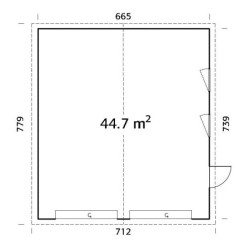 Garage double Andre 49,14m² - panneaux 18mm - porte sectionnelle - Palmako