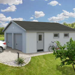Garage double Andre 49,14m² - panneaux 18mm - porte sectionnelle - Palmako
