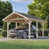 Carport simple en bois Robert 11,7m² - poteaux lamellé-collés - Palmako