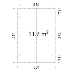 Carport simple en bois Robert 11,7m² - poteaux lamellé-collés - Palmako