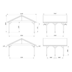 Carport double en bois Robert 20,6m² - poteaux lamellé-collés - Palmako
