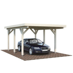 Carport simple en bois Karl 11,7m² - poteaux lamellé-collés - Palmako