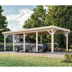 Carport simple en bois Karl 23,1m² - poteaux lamellé-collés - Palmako