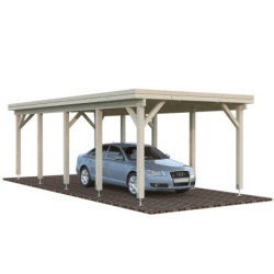 Carport simple en bois Karl 23,1m² - poteaux lamellé-collés - Palmako