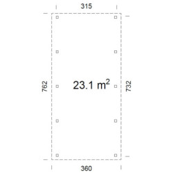 Carport simple en bois Karl 23,1m² - poteaux lamellé-collés - Palmako