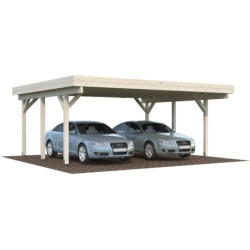 Carport double en bois Karl 20,6m² - poteaux lamellé-collés - Palmako