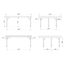Carport double en bois Karl 20,6m² - poteaux lamellé-collés - Palmako