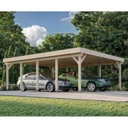 Carport double en bois Karl 40,6m² - poteaux lamellé-collés - Palmako