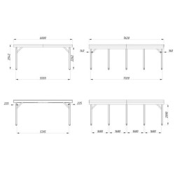 Carport double en bois Karl 40,6m² - poteaux lamellé-collés - Palmako