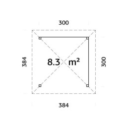 Kiosque de jardin Bianca 9m² - en bois brut - madriers 28mm - Palmako