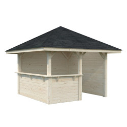 Pavillon de jardin Bianca 9m² - en bois brut - madriers 28mm - Palmako