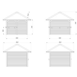Pavillon de jardin Bianca 9m² - en bois brut - madriers 28mm - Palmako