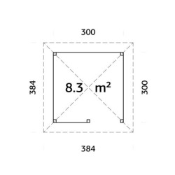 Pavillon de jardin Bianca 9m² - en bois brut - madriers 28mm - Palmako