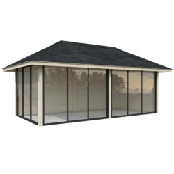 Pavillon de jardin Bianca 17,64m² - en bois brut - madriers 28mm - Palmako
