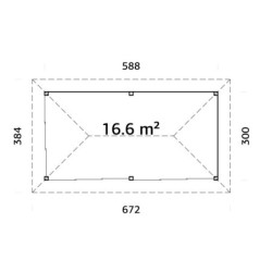 Pavillon de jardin Bianca 17,64m² - en bois brut - madriers 28mm - Palmako
