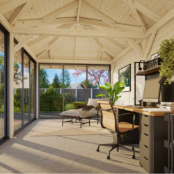 Pavillon de jardin Bianca 17,64m² - en bois brut - madriers 28mm - Palmako