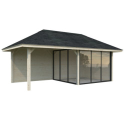 Pavillon de jardin Bianca 17,64m² - avec terrasse - madriers 28mm - Palmako