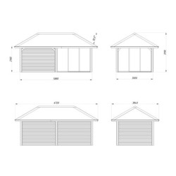 Pavillon de jardin Bianca 17,64m² - avec terrasse - madriers 28mm - Palmako