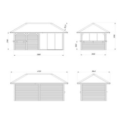 Pavillon de jardin Bianca 17,64m² - avec terrasse - comptoir - Palmako
