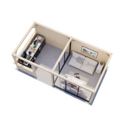 Pavillon de jardin Bianca 17,64m² - avec terrasse - comptoir - Palmako