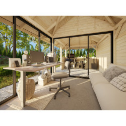 Pavillon de jardin Bianca 17,64m² - avec terrasse - comptoir - Palmako