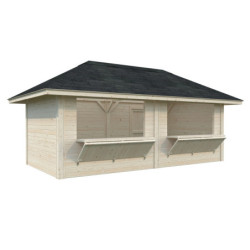 Stand de vente Bianca 17,64m² - en bois brut - madriers 28mm - Palmako