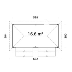 Stand de vente Bianca 17,64m² - en bois brut - madriers 28mm - Palmako