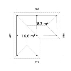 Pavillon Bianca 34,6m² - parois à ventelles - madriers 28mm - Palmako