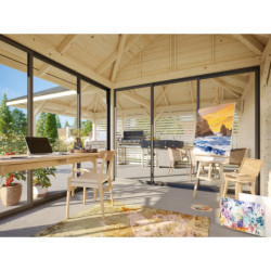 Pavillon Bianca 34,6m² - parois à ventelles - madriers 28mm - Palmako