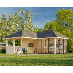 Pavillon Bianca 34,6m² - terrasse et comptoir - madriers 28mm - Palmako