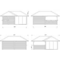 Pavillon Bianca 34,6m² - terrasse et comptoir - madriers 28mm - Palmako