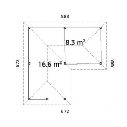 Pavillon Bianca 34,6m² - terrasse et comptoir - madriers 28mm - Palmako