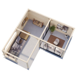 Pavillon Bianca 34,6m² - terrasse et comptoir - madriers 28mm - Palmako