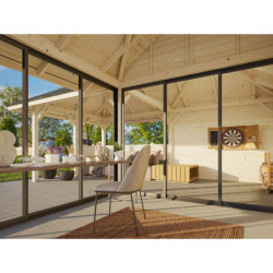 Pavillon Bianca 34,6m² - terrasse et comptoir - madriers 28mm - Palmako