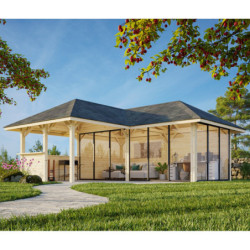 Pavillon Bianca 34,6m² - terrasse 9m² - madriers 28mm - Palmako