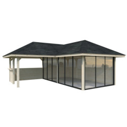 Pavillon Bianca 34,6m² - terrasse 9m² - madriers 28mm - Palmako