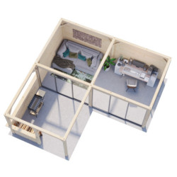 Pavillon Bianca 34,6m² - terrasse 9m² - madriers 28mm - Palmako