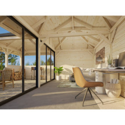 Pavillon Bianca 34,6m² - terrasse 9m² - madriers 28mm - Palmako