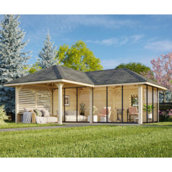 Pavillon Bianca 34,6m² - terrasse 9m² - madriers 28mm - Palmako